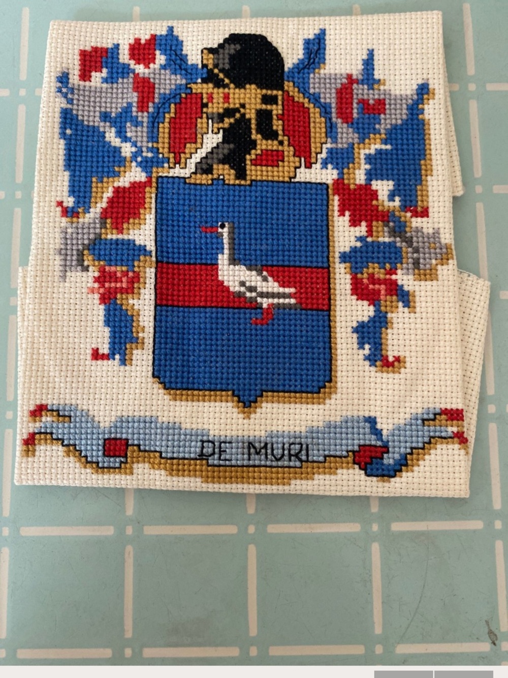 Family Shield with Duck Cross Stitch